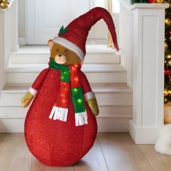 KOOPMAN Oggetti Decorativi E Illuminati|Personaggi E Oggetti Grande Dimensione-Orso luminoso a pile (H120 cm) Pieghevole glitterato