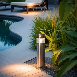 #N/A Luci Per Esterno-Paletto da giardino solare 8 LED 150 lumen (H30 cm) Premium Argento