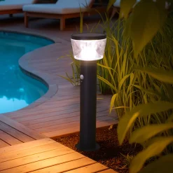 #N/A Luci Per Esterno-Paletto da giardino solare 40 LED 600 lumen (H54 cm) Orion Grigio