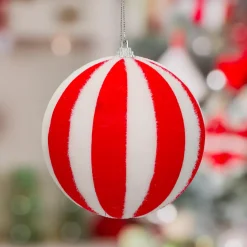 JJA Palline Di Natale-Pallina di Natale (D150 mm) a Righe Rosse e Bianche