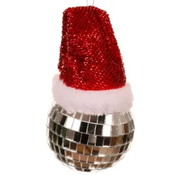 KAEMINGK Palline Di Natale-Pallina di Natale (D80 mm) Disco a sfaccettature con cappello Babbo Natale
