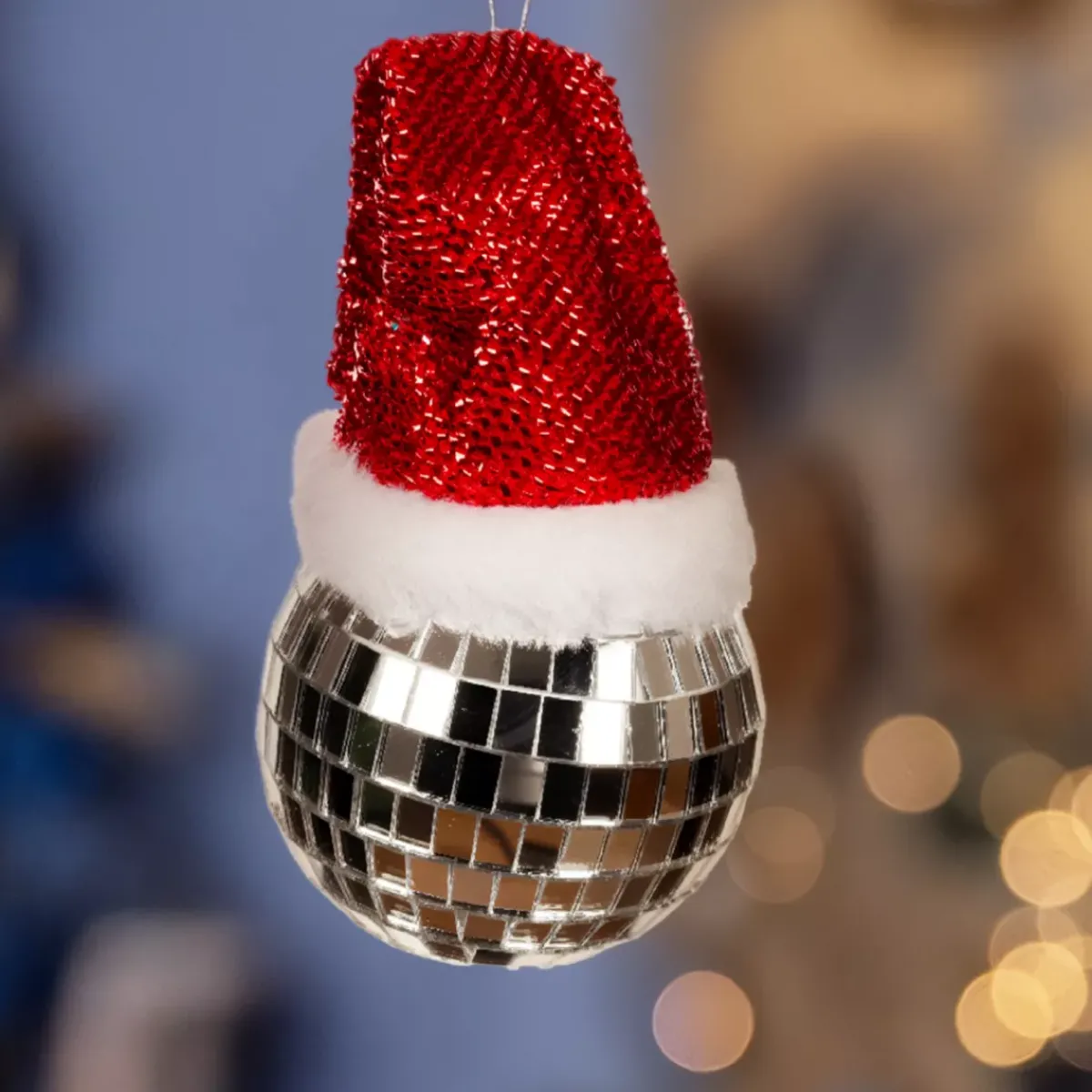KAEMINGK Palline Di Natale-Pallina di Natale (D80 mm) Disco a sfaccettature con cappello Babbo Natale