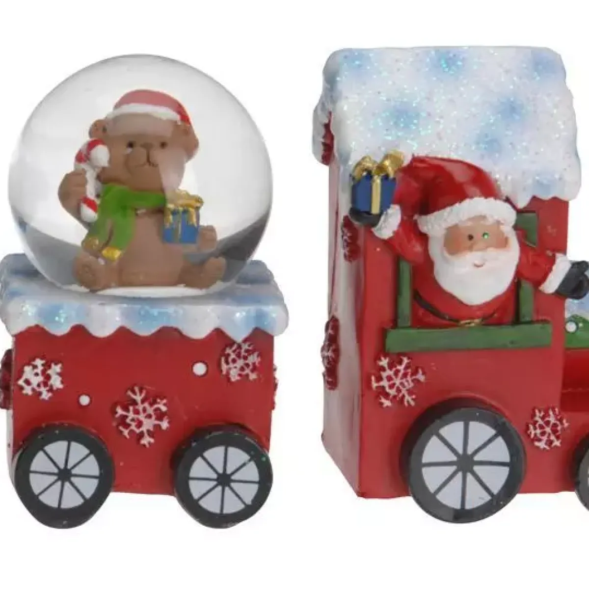 KOOPMAN Decorazioni E Oggetti Natalizi|Treno Decorativo E Elettrico-Pallina di neve (H8 cm) Treno di Natale Felice
