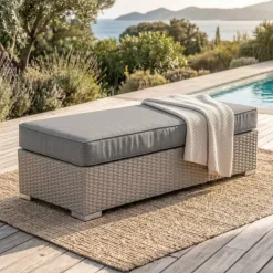 Panca in resina intrecciata 2 posti Palma Grigio e antracite