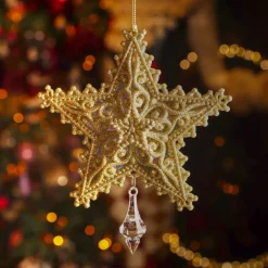 KAEMINGK Addobbi Natalizi-Pendente di Natale (H13 cm) Stella dei Sogni Dorata Glitterata