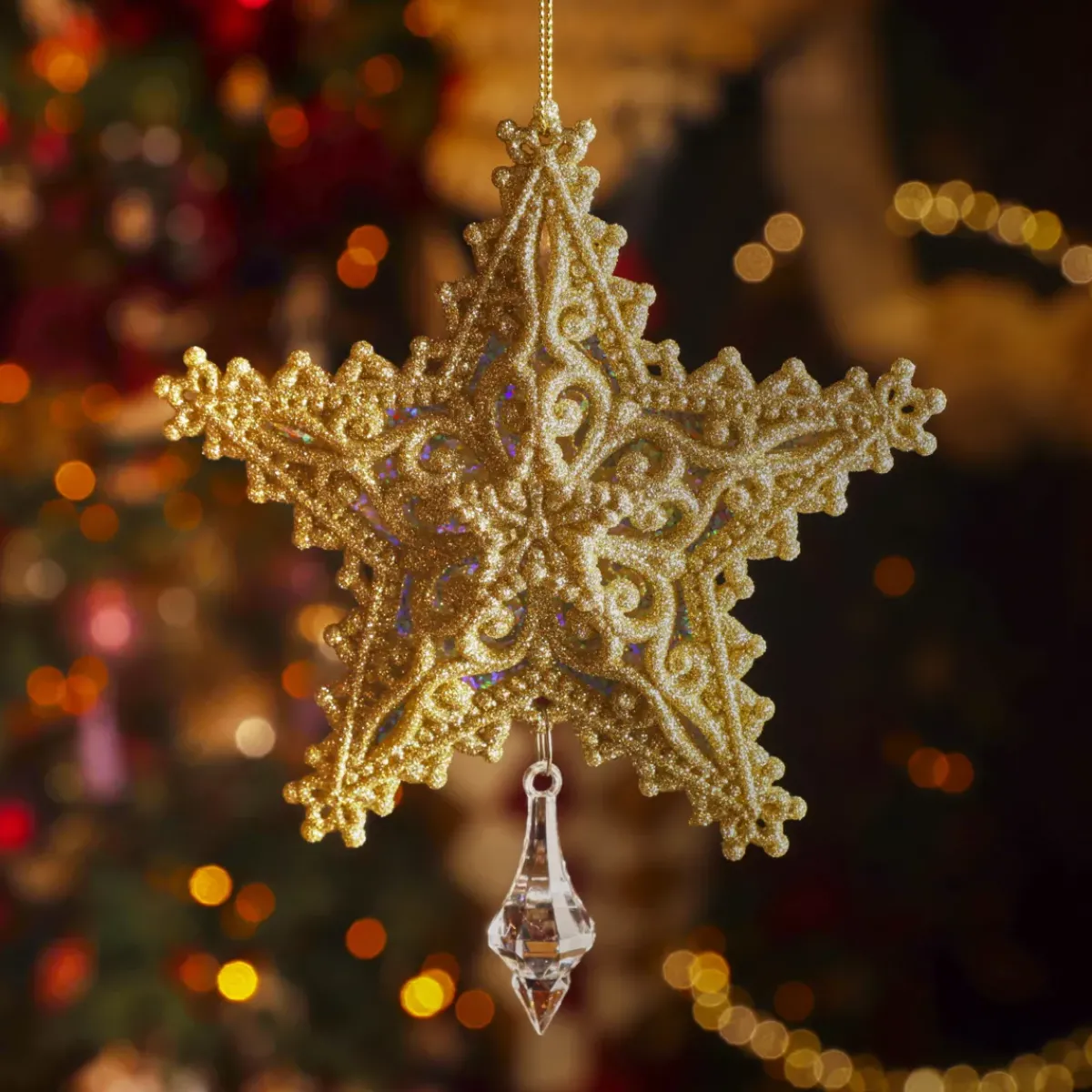 KAEMINGK Addobbi Natalizi-Pendente di Natale (H13 cm) Stella dei Sogni Dorata Glitterata