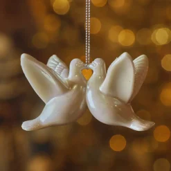 KAEMINGK Addobbi Natalizi-Pendente di Natale (H6 cm) Uccello delle nevi perlato