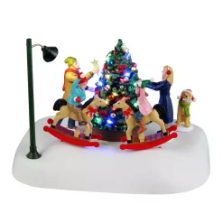 LEMAX Villagio Di Natale Lemax-Personaggi a pile Ballano intorno all'albero di Natale