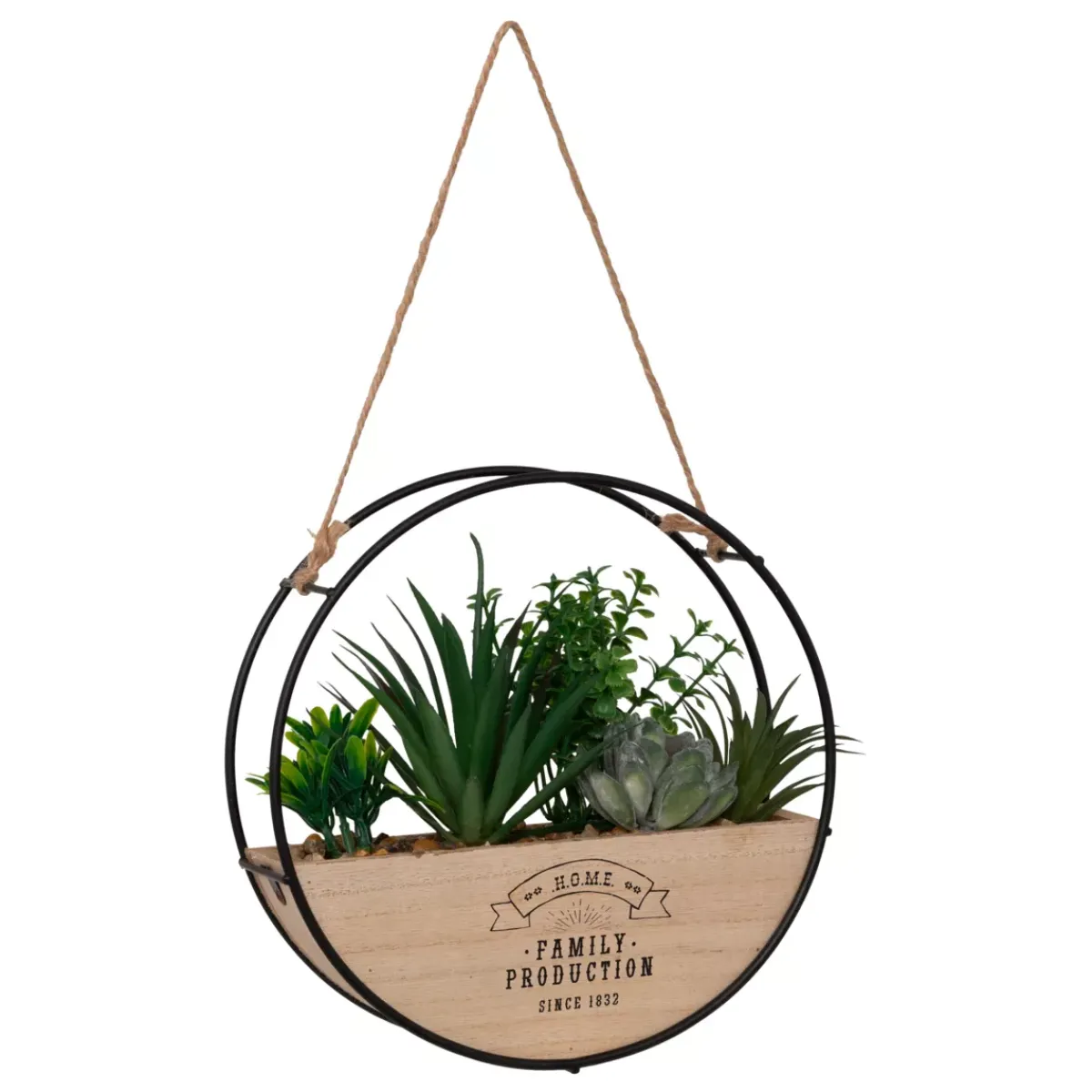 Atmosphera, cru017dateur d'intu017drieur Elementi Decorativi-Piante artificiali da appendere supporto di legno (D20 cm) Family production