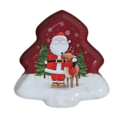 KAEMINGK Stoviglie Natalizie-Piatto decorativo (25 x 25 cm) Babbo Natale e la sua renna