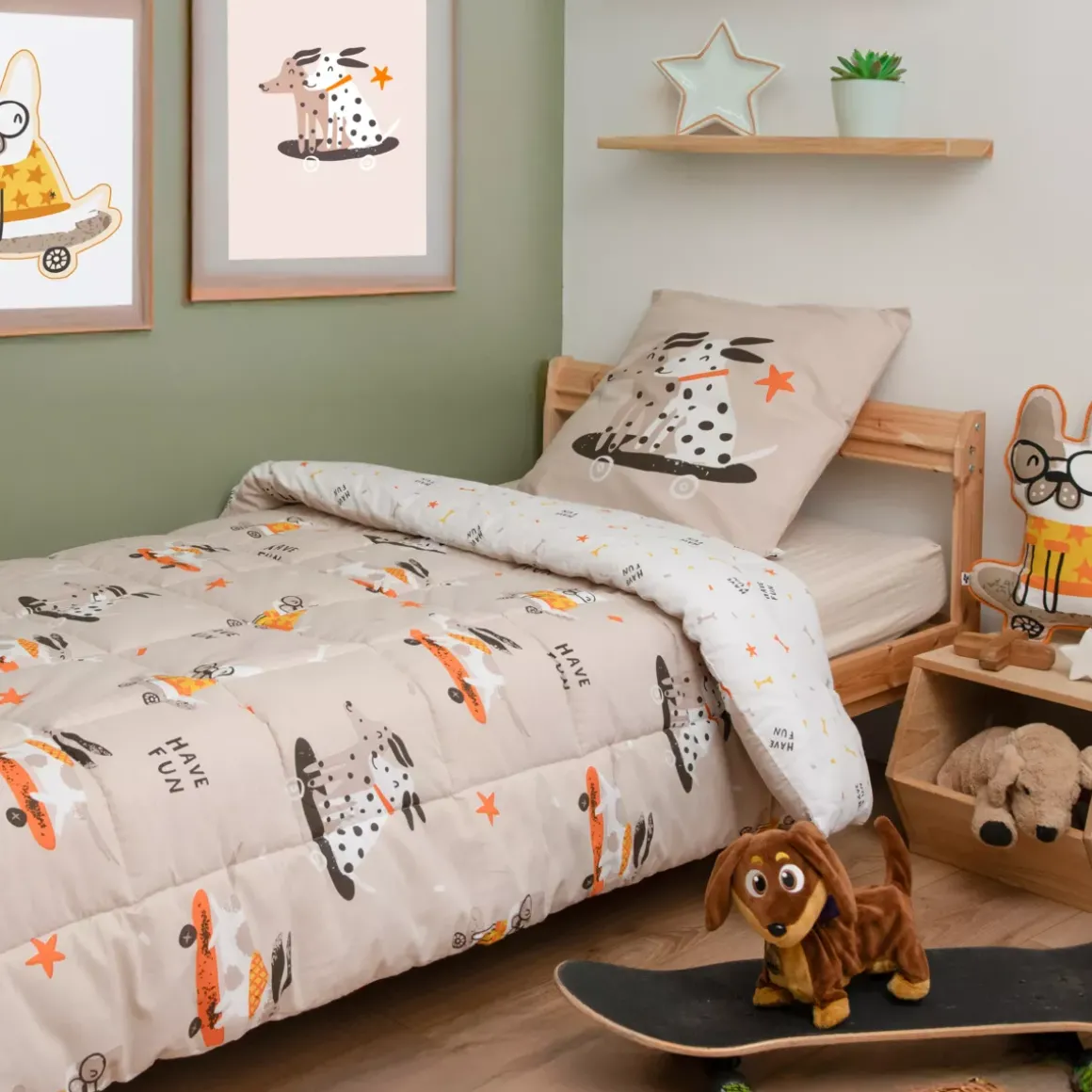 Piumone stampato per bambini e una federa in cotone (140 x 200 cm) Isidore Multicolore