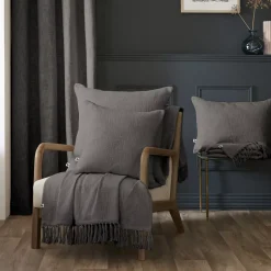 Plaid cotone (180 x 220 cm) Sixtine Grigio ardesia