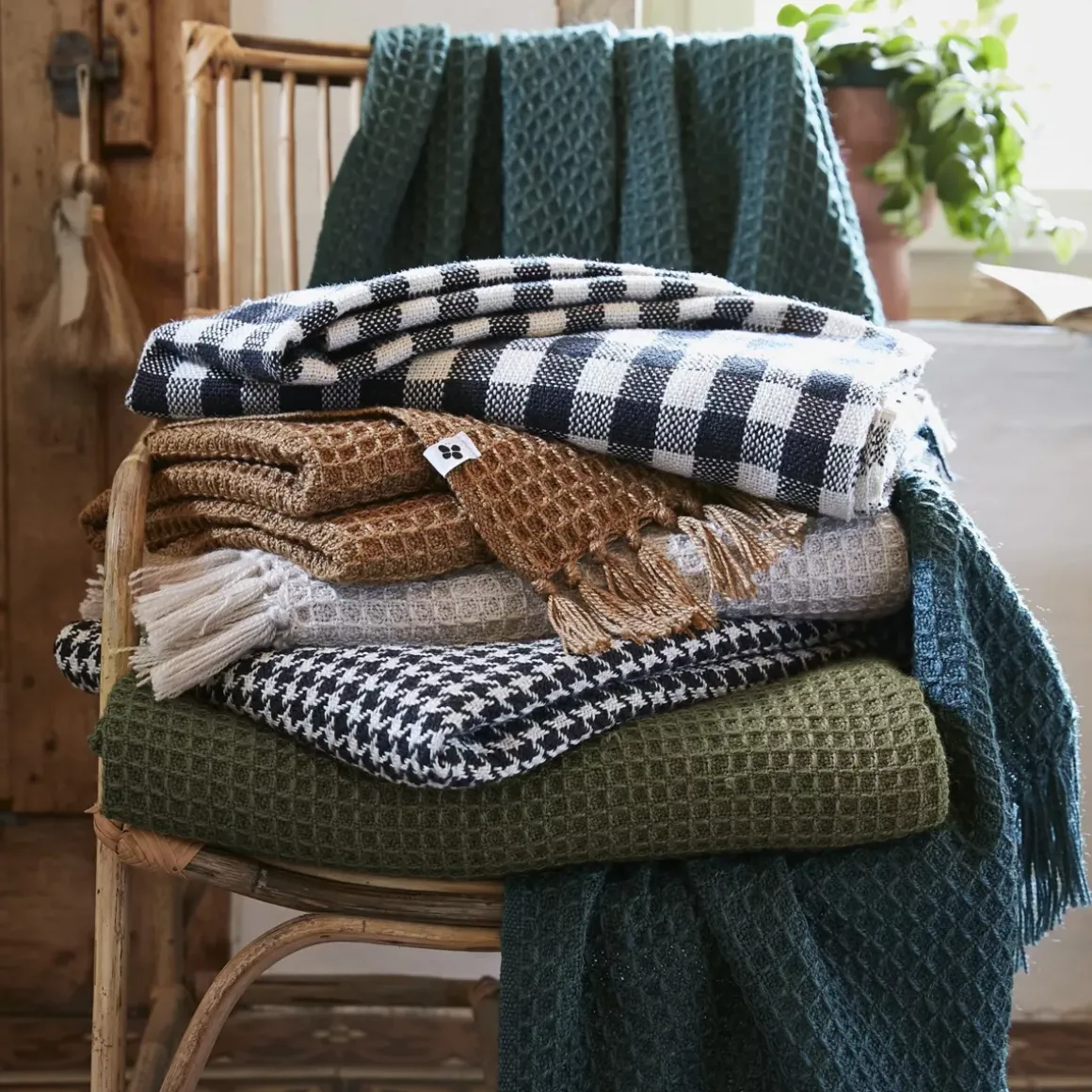 Plaid divano materiale riciclato (130 x 160 cm) Gabin Blu notte