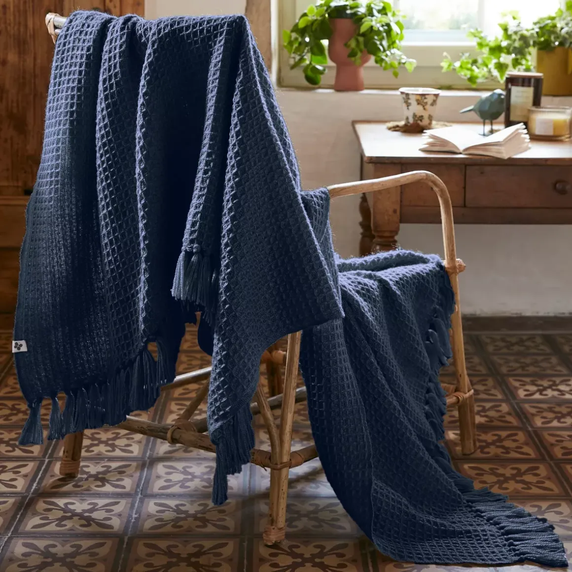 Plaid divano materiale riciclato (130 x 160 cm) Gabin Blu notte
