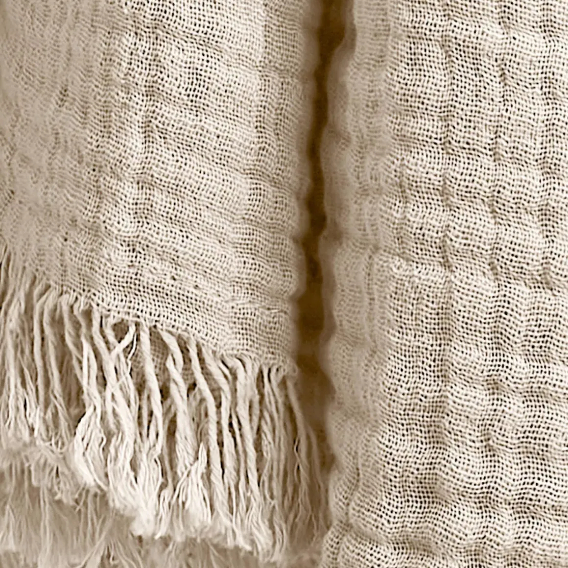 Plaid garza di cotone (160 cm) Gaïa Beige pampa