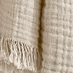 Plaid garza di cotone (220 cm) Gaïa Beige pampa