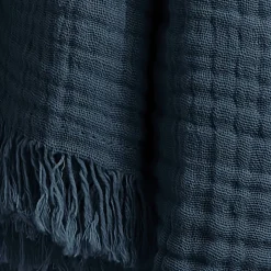 Plaid garza di cotone (160 cm) Gaïa Blu notte