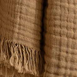 Plaid garza di cotone (220 cm) Gaïa Camel