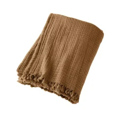 Plaid garza di cotone (220 cm) Gaïa Camel