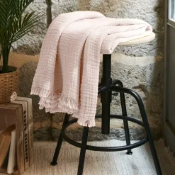 Plaid garza di cotone (160 cm) Gaïa Rosa cipria