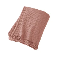 Plaid garza di cotone (160 cm) Gaïa Rosa pesca