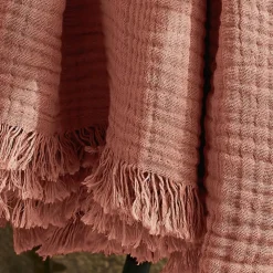 Plaid garza di cotone (160 cm) Gaïa Rosa pesca