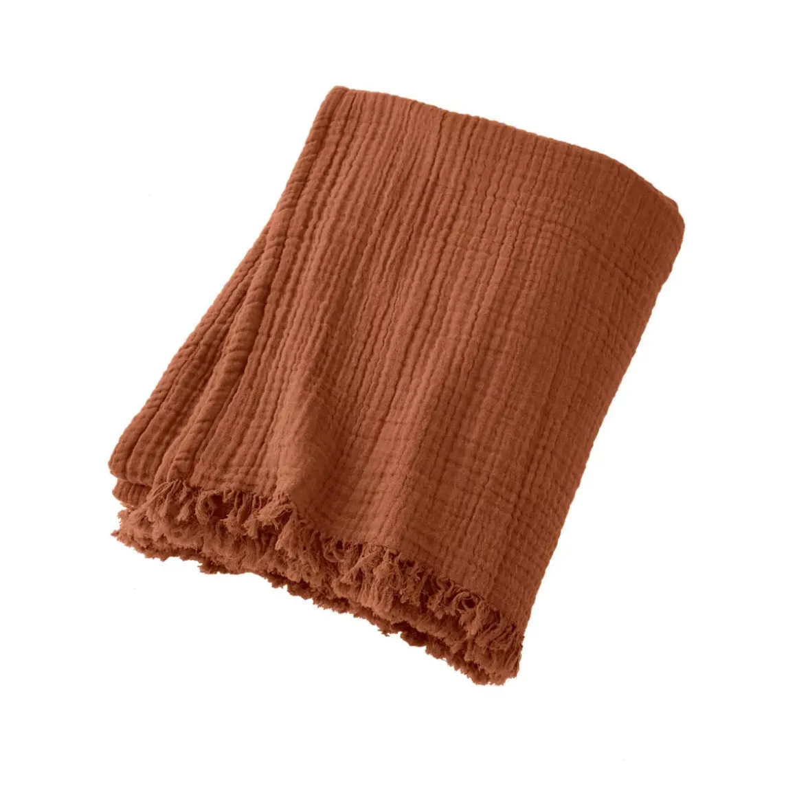 Plaid garza di cotone (220 cm) Gaïa Terracotta