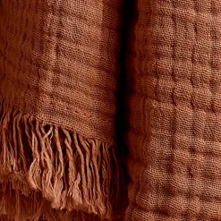 Plaid garza di cotone (220 cm) Gaïa Terracotta