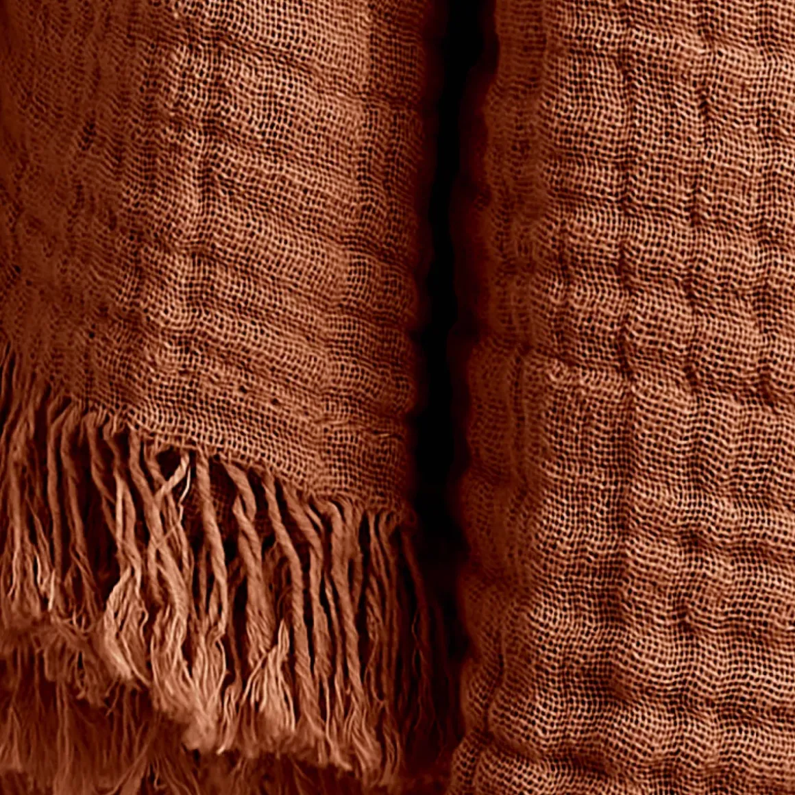 Plaid garza di cotone (220 cm) Gaïa Terracotta