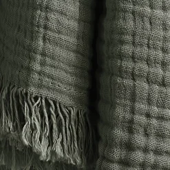 Plaid garza di cotone (220 cm) Gaïa Verde rosmarino