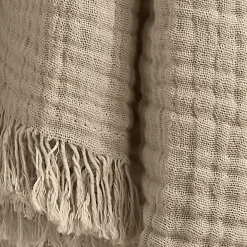 Plaid garza di cotone (130 x 160 cm) Gaïa Beige pampa