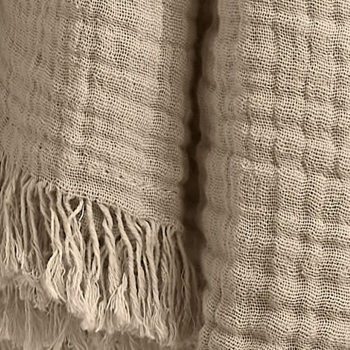 Plaid garza di cotone (130 x 160 cm) Gaïa Beige pampa
