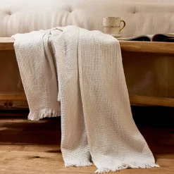 EMINZA Plaid E Teli Copritutto-Plaid in cotone a nido d'ape (130 x 160 cm) Eva Tortora