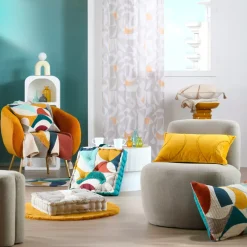 STOF Plaid E Teli Copritutto-Plaid in cotone riciclato (125 x 150 cm) Blokken