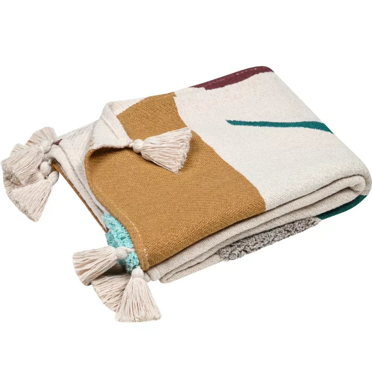 STOF Plaid E Teli Copritutto-Plaid in cotone riciclato (125 x 150 cm) Blokken