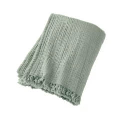 Plaid in garza di cotone (130 x 160 cm) Gaïa Verde eucalipto