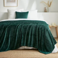 Plaid morbido in flanella (220 x 240 cm) Zag Verde