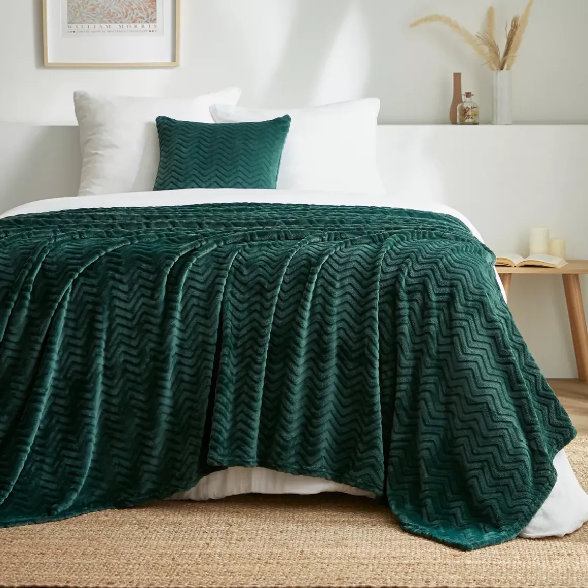 Plaid morbido in flanella (220 x 240 cm) Zag Verde