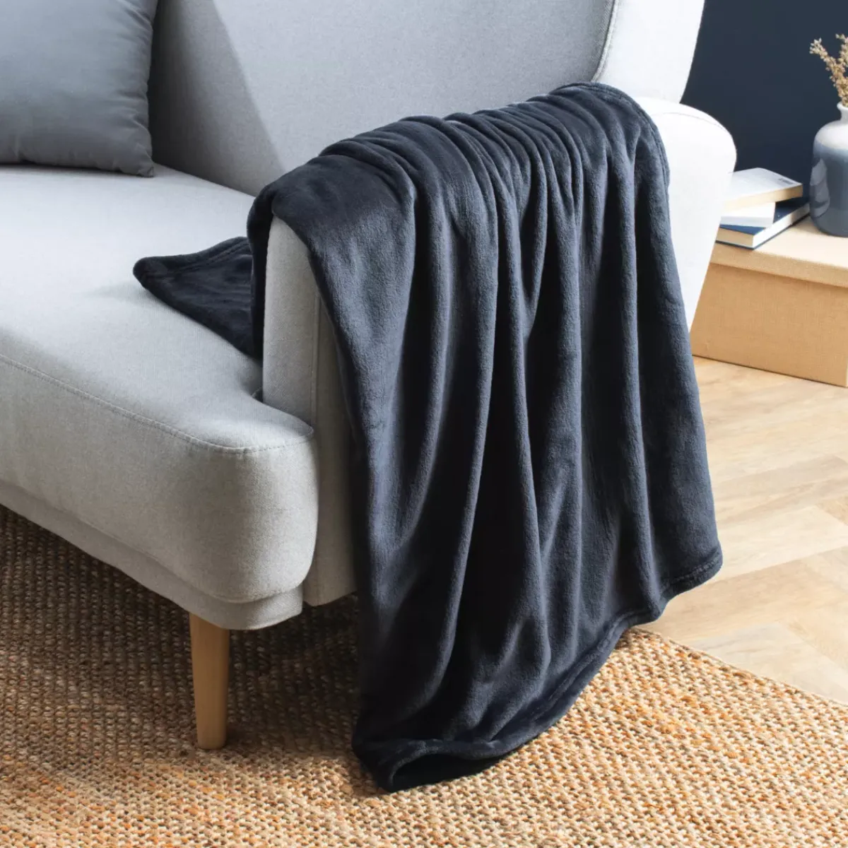 EMINZA Plaid E Teli Copritutto-Plaid morbido in flanella (125 x 150 cm) Didou grigio