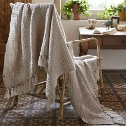 Plaid per divani in materiale riciclato (160 cm) Gabin Beige pampa