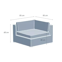Poltrona da giardino angolare in resina intrecciata Palma Grigio e antracite