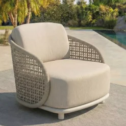 Poltrona da giardino effetto rattan e alluminio Riviera Beige