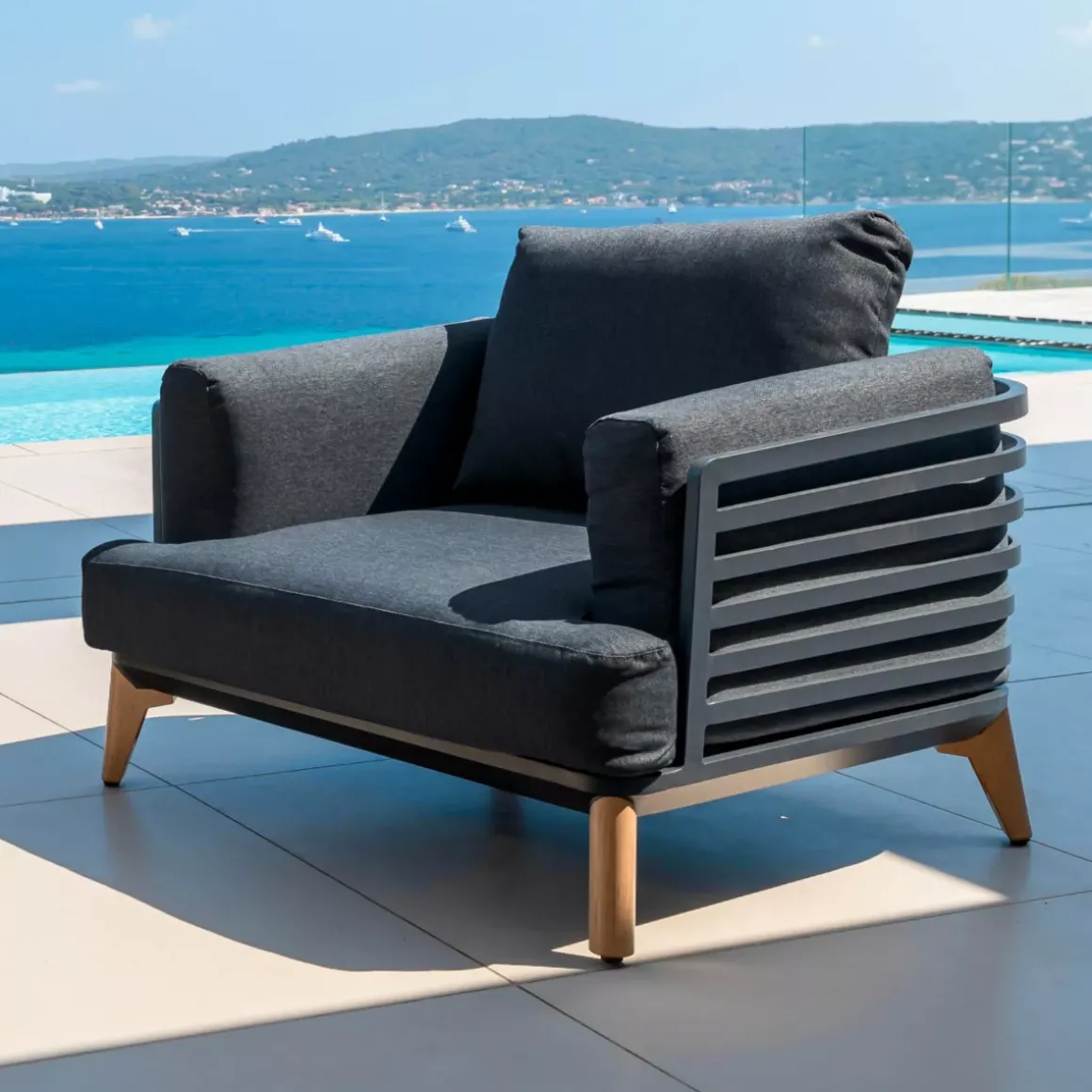 Poltrona da giardino in alluminio Monte Carlo Grigio antracite