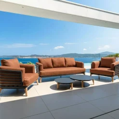 Poltrona da giardino in alluminio Monte Carlo Grigio antracite e terracotta