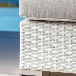 Poltrona da giardino in resina intrecciata Palma Bianco e grigio