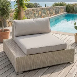 Poltrona da giardino in resina intrecciata Palma Grigio e tortora