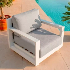 Poltrona da giardino relax in alluminio Elba Bianco e grigio chiaro