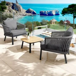 Poltrona da giardino rilassante in alluminio Amalfi Grigio antracite