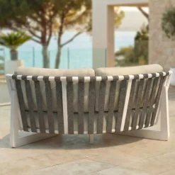 Poltrona d'angolo da giardino in alluminio Long Beach Bianco cenere e beige