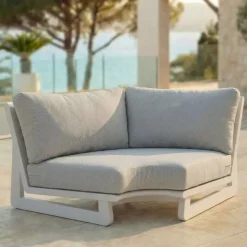 Poltrona d'angolo da giardino in alluminio Long Beach Bianco cenere e grigio chiaro